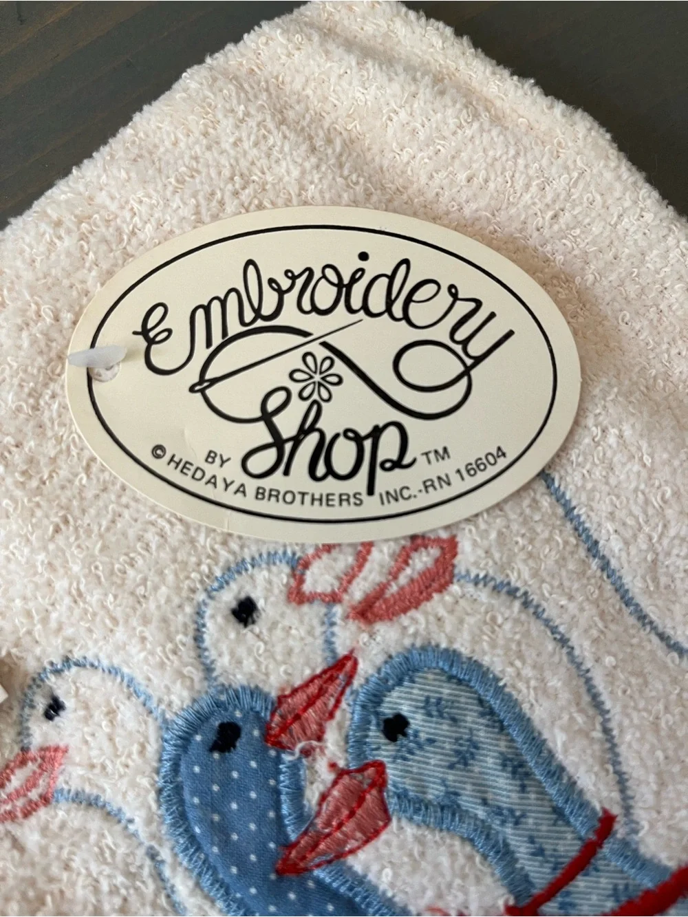 80s 90s Country Goose Dish Towels Set of 2 Embroidered Lets Get Together NOS NWT